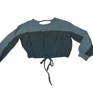 Hollister oversized Crop Thermal Shirt, grey, XS